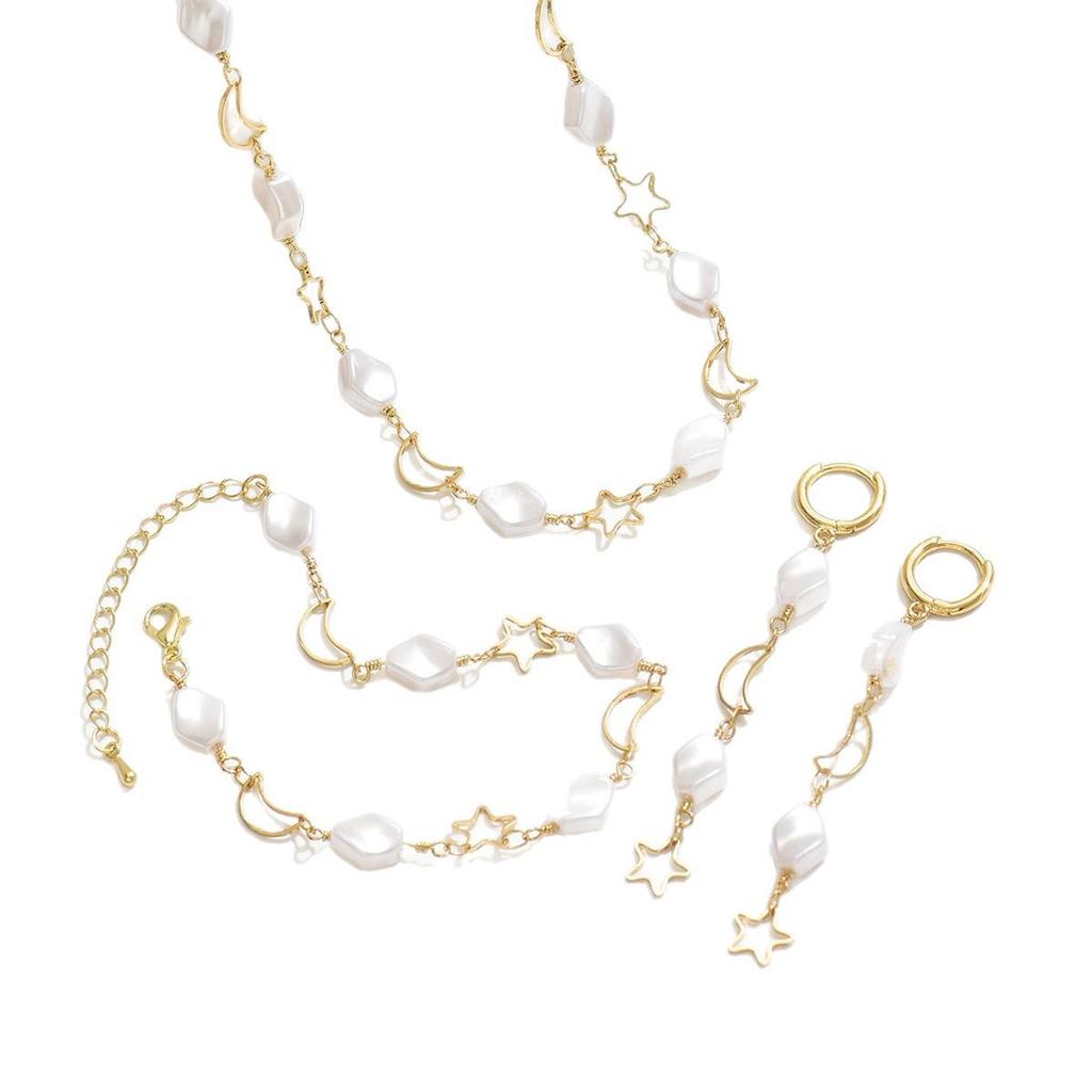 Hochwertiges Perlenhalsketten- & Armband-Set: Leichter Luxus Schmuck für Damen für Herbst/Winter