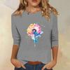 3/4-Ärmel Oberteile für Damen T-Shirt Lässig Print Oberteile T-Shirt Rundhals Pullover Bluse