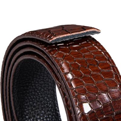 3.5cm Wide Cowskin Genuine Leather Belts for Automatic Buckle Luxury Crocodile Belt Without Buckle Red Blue Green Leather Belts