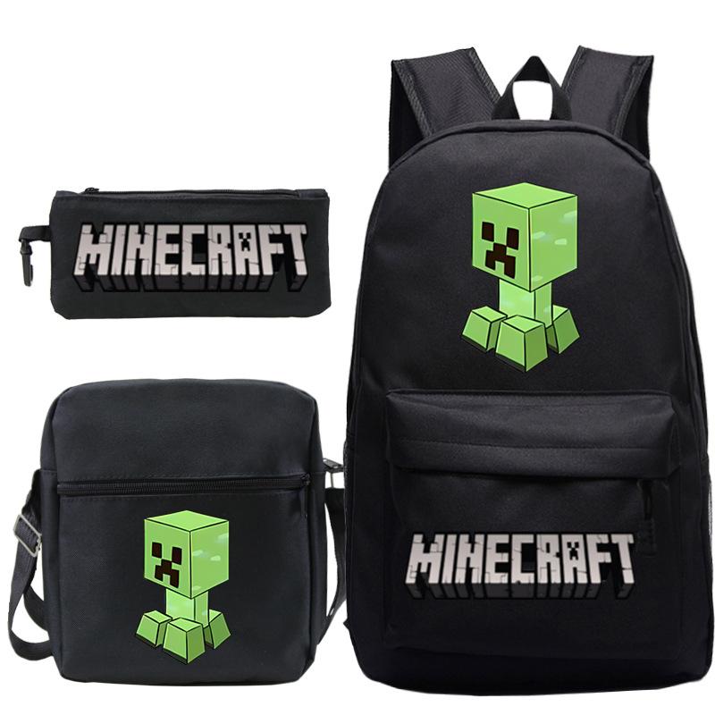 Game Minecraft Printed Children'S School Bag Oblique Span Bag Stationery Pencil Bag Student Backpack Set
