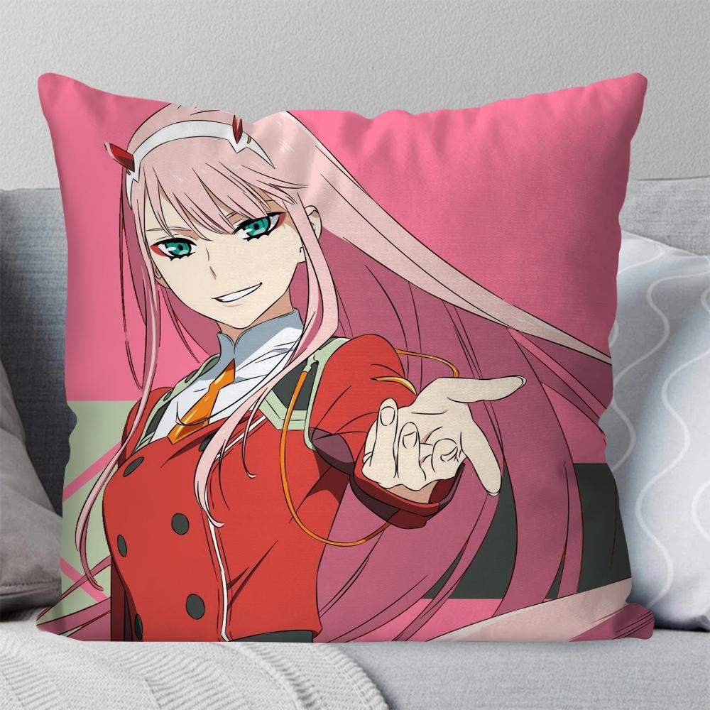 Zero Two Animation DARLING In The FRANXX Kissenbezug Quadratisches Kissen Schlafzimmer Sofa Freizeit Komfort Auto Wohnzimmer Heimdekoration 40X40