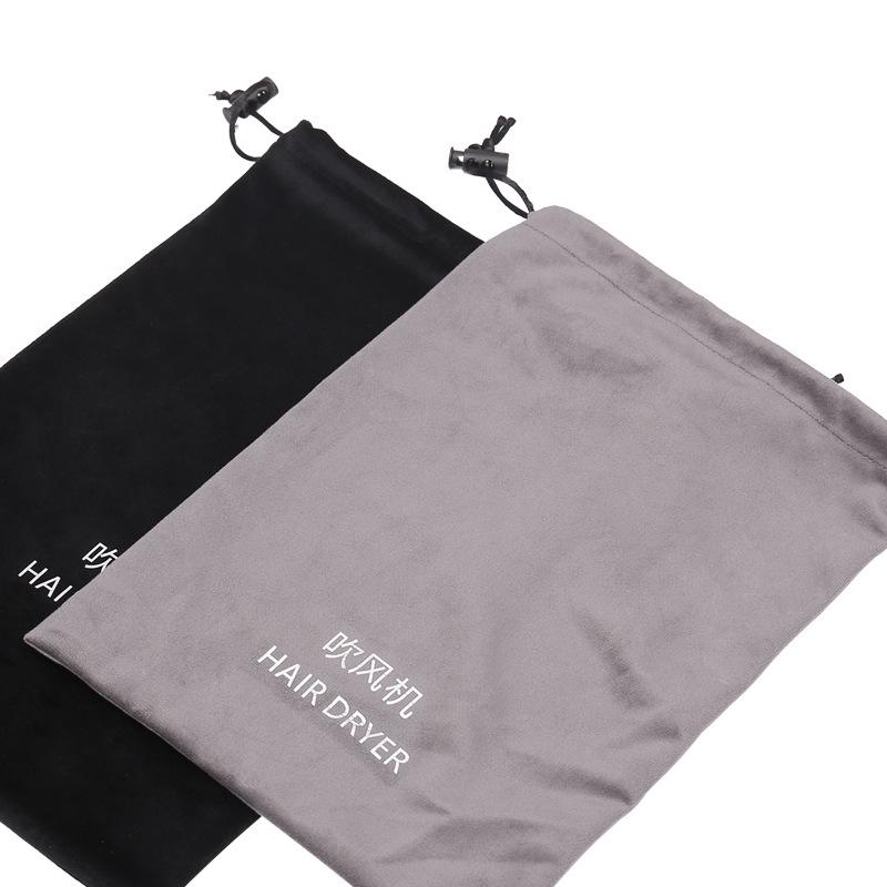Custom Black Velvet Hair Dryer Storage Bag - Dustproof for Hotels & B&Bs