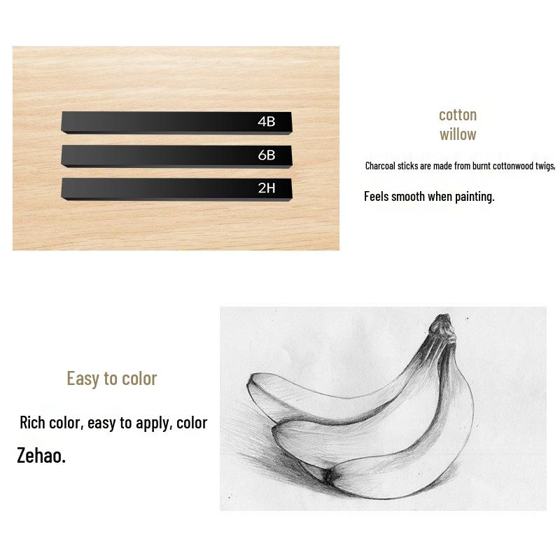 6-Piece Carbon & Charcoal Pencil Set for Sketching - Multiple Styles Available