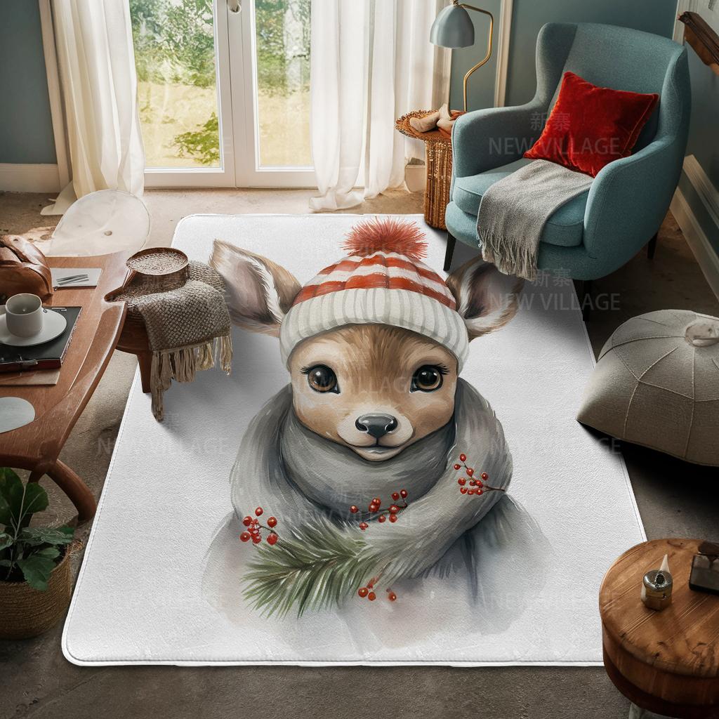 House Entrance Carpet Home Door Mat Living Room Bath Foot Bathroom Non-slip Water Absorption Rugs Bath Merry Christmas Winter