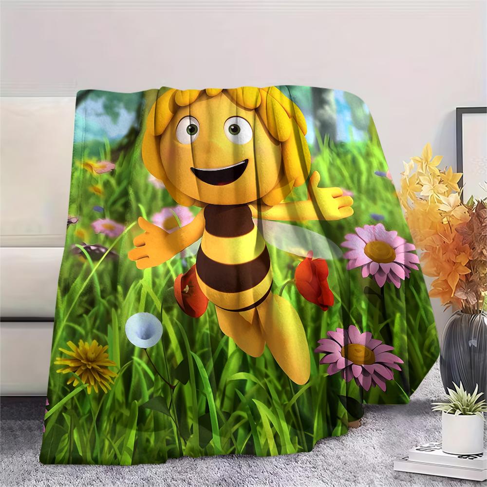 Maya the Bee Print Flannel Blanket,High Quality Comfortable for All Seasons,Home Decor,Warmth and Comfort,Perfect for Christmas Gifts