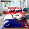 3D Football King Queen Duvet Cover Soccer Bedding Set for Kids Teens Boys Ball Sports White Red 2/3pcs Polyester Quilt Cover