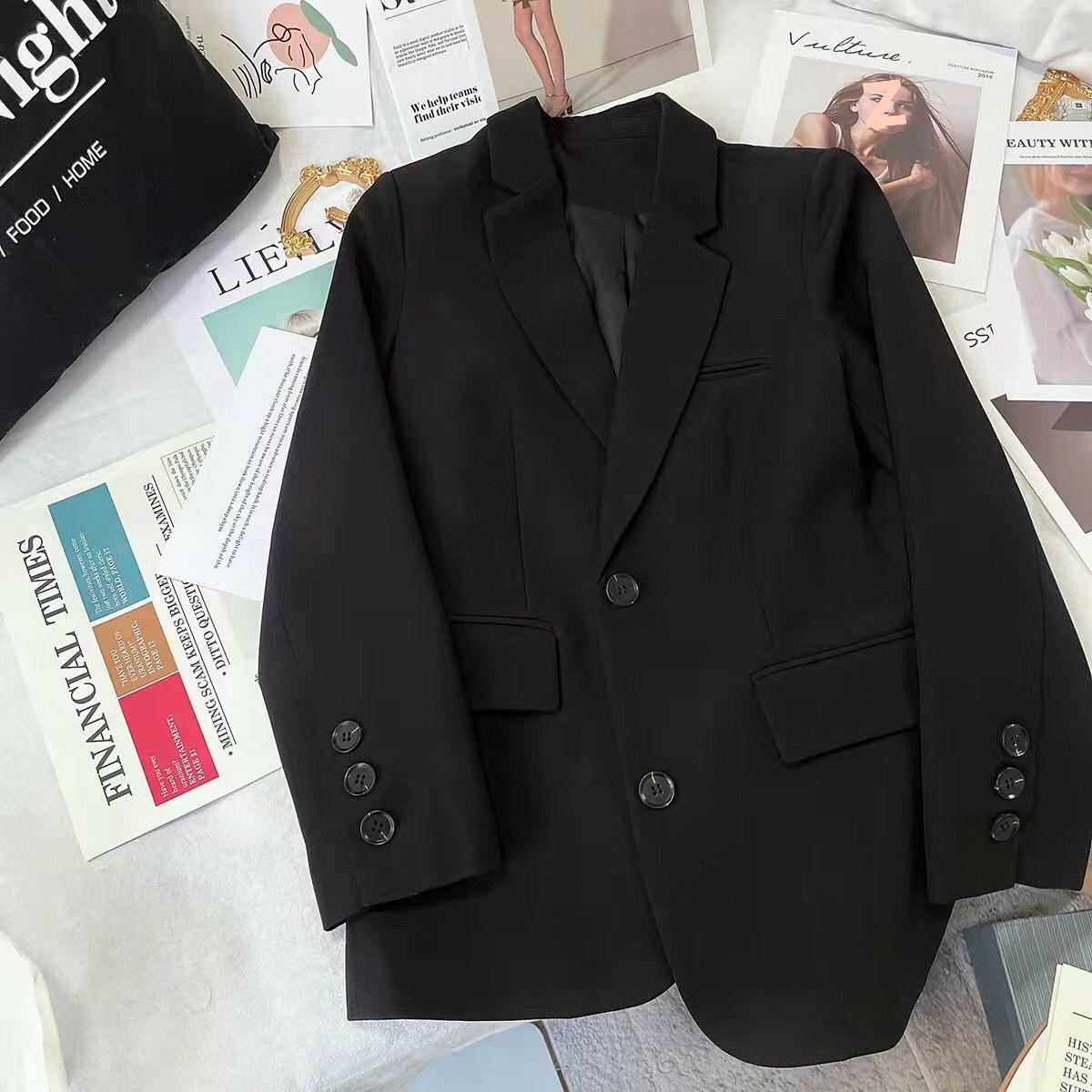 

Новый корейский двубортный пиджак средней длины цвета хаки на осень 2025 XS ~40kg