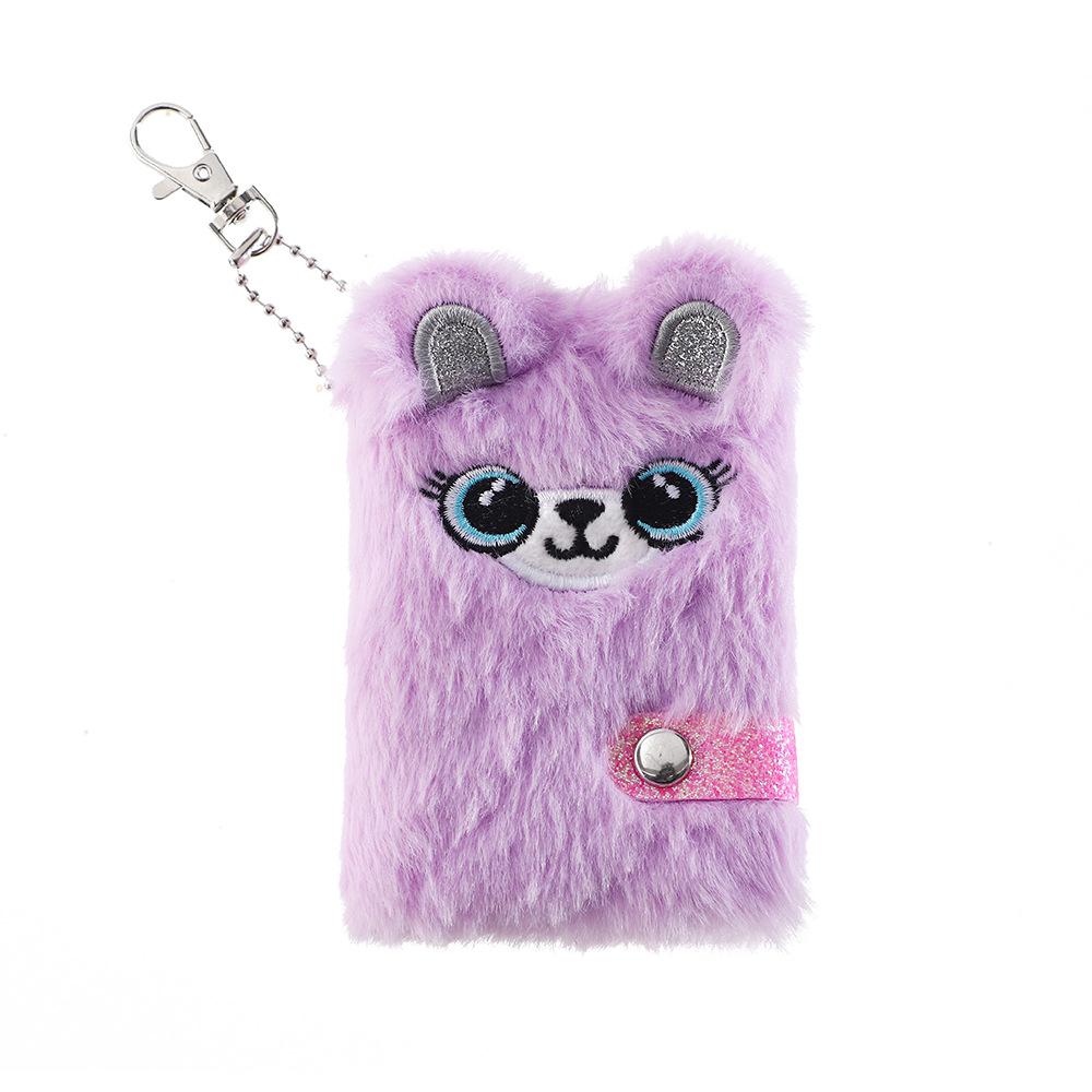 Plush Mini Notebook with Hook - Portable Durable Cute Kitten & Puppy Diary with Sticky Notes