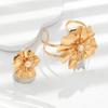 Personalized flower bracelet ring set elegant retro pearl petal metal bracelet