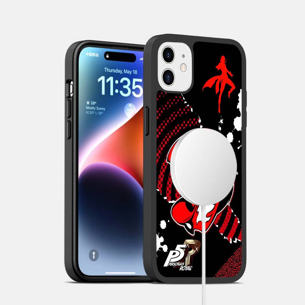 Anime P-PersonaS-5 Black For Magsafe Magnetic Phone Case For iPhone 16 15 17 Pro Max 11 12 13 14 Plus Cover iPhone 14 plus