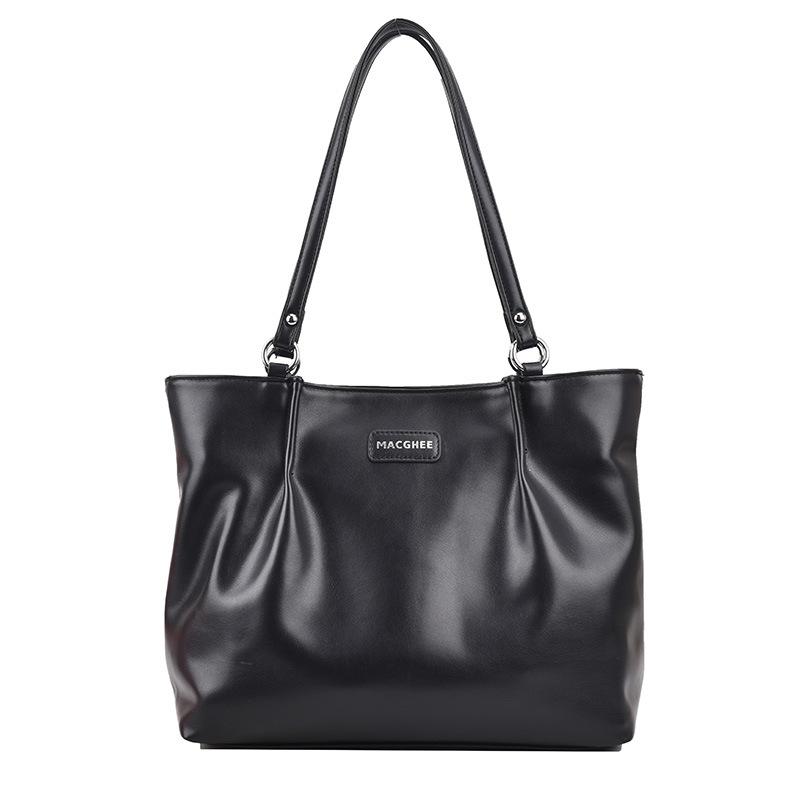 

Сумка женская большой вместимости новая нишевая сумка на плечо из мягкой кожи сумка для занятий для студентки колледжа сумка-тоут для поездок на работу чёрный