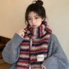 Womens Thick Knit Scarf With Colorful Stripes Warm Winter Accessory Soft Lightweight Wrap Daily Wear