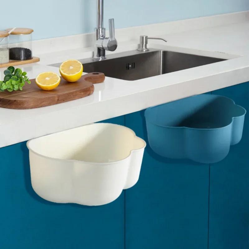Cloud Shape Kitchen Hanging Trash Can Cabinet Door Buckle Garbage Basin For Household Desktop Clutter Collection Accessories