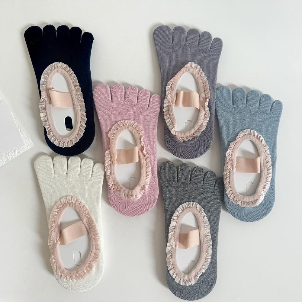 Soft Five Toes Pilates Sock Bottom Silicone Grip Boat Socks Breathable Low-Ankle Socks  Sport