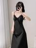 Ice Silk Long Sleeve Extra Long Robe with Chest Pad & Camisole Nightdress for Women