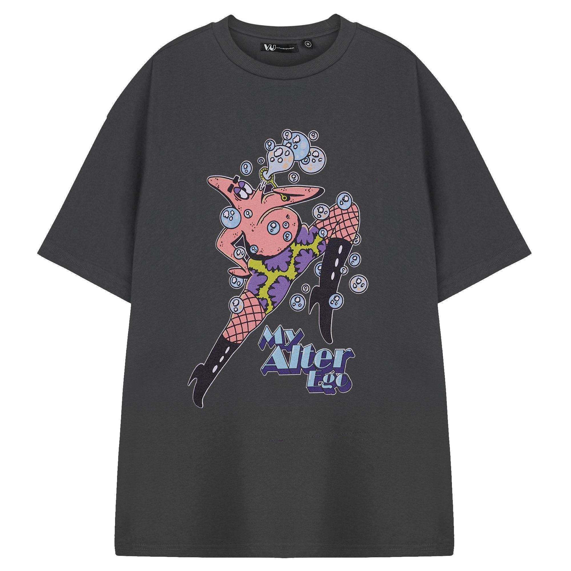 SpongeBob Schwammkopf Unisex Erwachsenen My Alter Ego Kurzarm T-Shirt M kohle