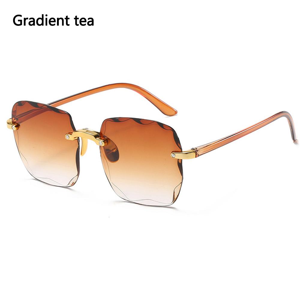 Square Rimless Sunglasses Women Tinted Frameless Eyewear Vintage Transparent Gradient Sun Glasses Uv400 Protection Summer Shades