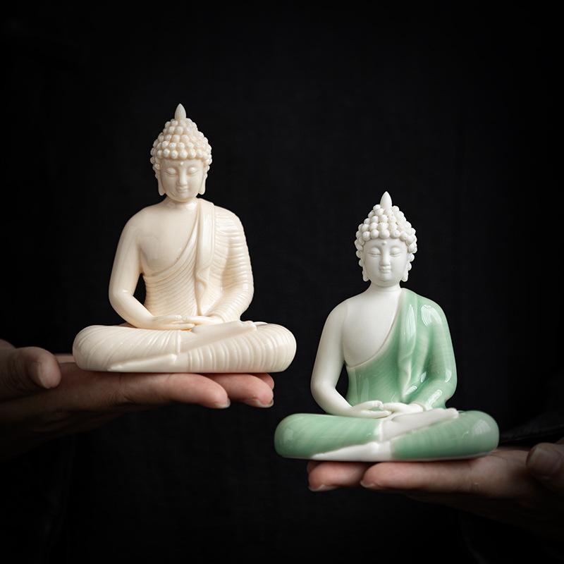 Sakyamuni Buddha Statue Figure, Tathagata Buddha Figure, Ceramic Lamp, Circle for Living Room, Incense Porch, Home Decor