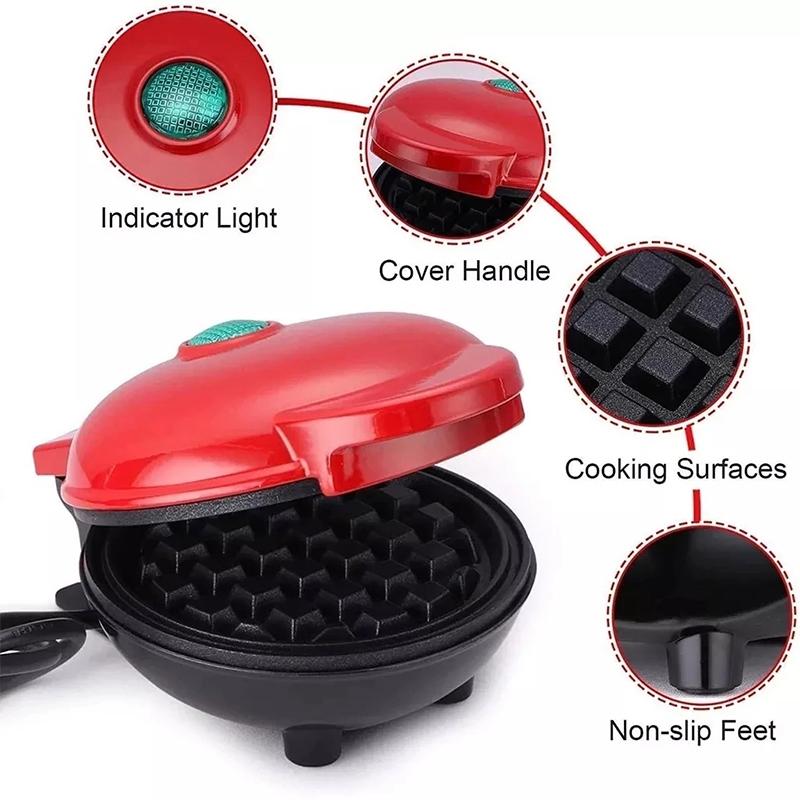 US-Stecker Tragbarer Mini Elektrischer Waffelmaker Antihaftbeschichtete Pfanne Leicht zu Reinigen Kinderfrühstück Toaster Maschine Eierkuchen Sandwich