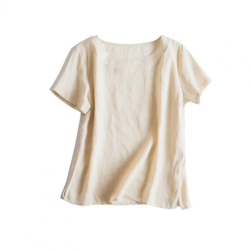 Summer Commuting Simple and Artistic Thin Round Neck Short Sleeve Women's Casual T-Shirt Top