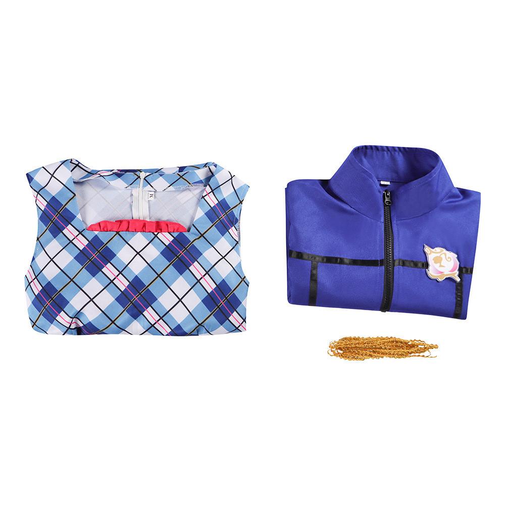 

Barbie Princess Charm School Isla Uniform Cosplay Costume Purple Dress Makeup XXXL