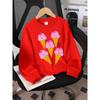 European Sizes Kids' Crewneck Sweatshirt - Pink Ice Cream Cone with Heart And , Sportswear And Casual Wear, Soft And Comfortable, Clothing