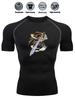 Mens White Compression Short Sleeve T-Shirt Anime Warrior With Sword Graphic Breathable Quick Dry High Elasticity Gym And Running Athletic Top