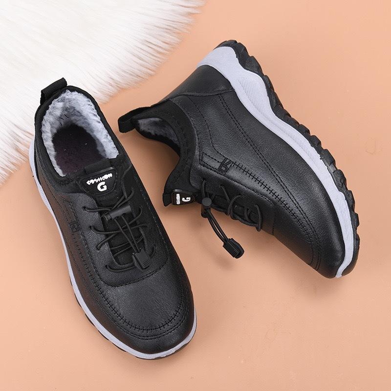 Waterproof snow boots women's new winter leather walking cotton shoes thick-soled non-slip velvet warm mother shoes