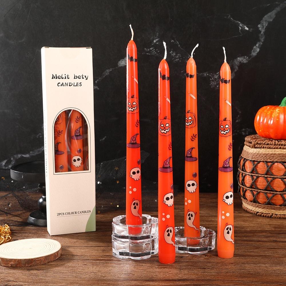 Halloween Colorful Tapered Printed Long Stem Candle Home Non-romantic Pointed Stem Wax