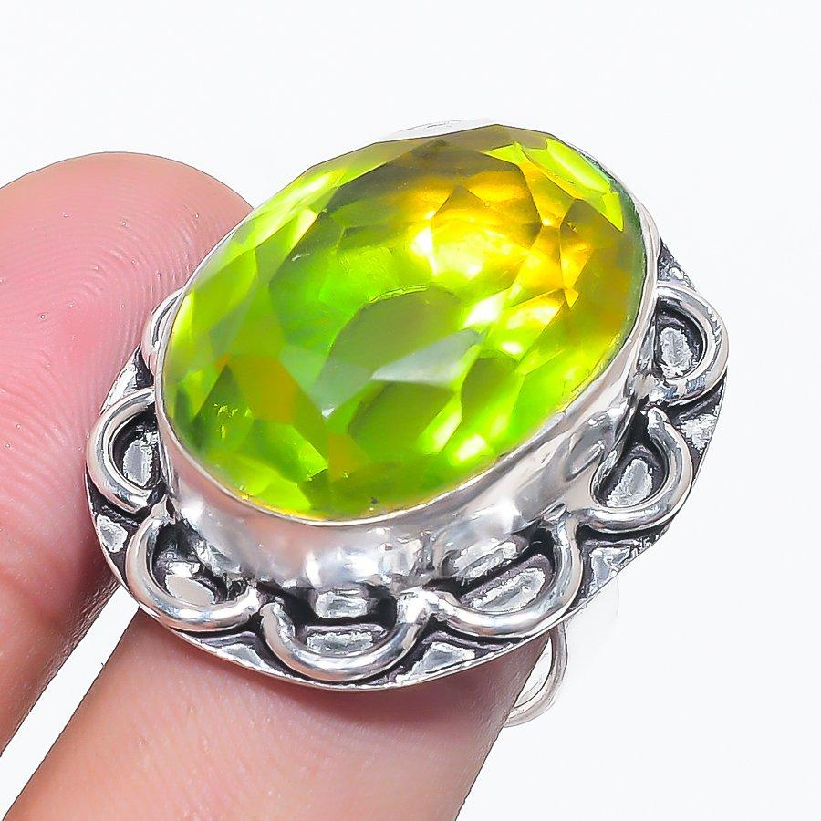 Bi-Color Tourmaline Gemstone 925 Sterling Silver Jewelry Ring Size 8