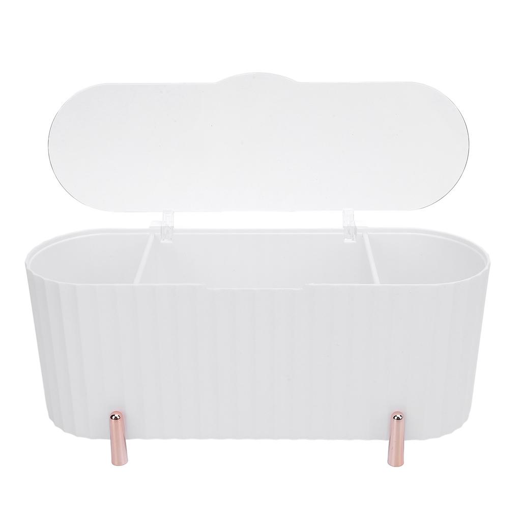 Cotton Swabs Storage Organizer 3 Grids Cotton Swabs Dispenser Dust Resistant Desktop Lipstick Puffs