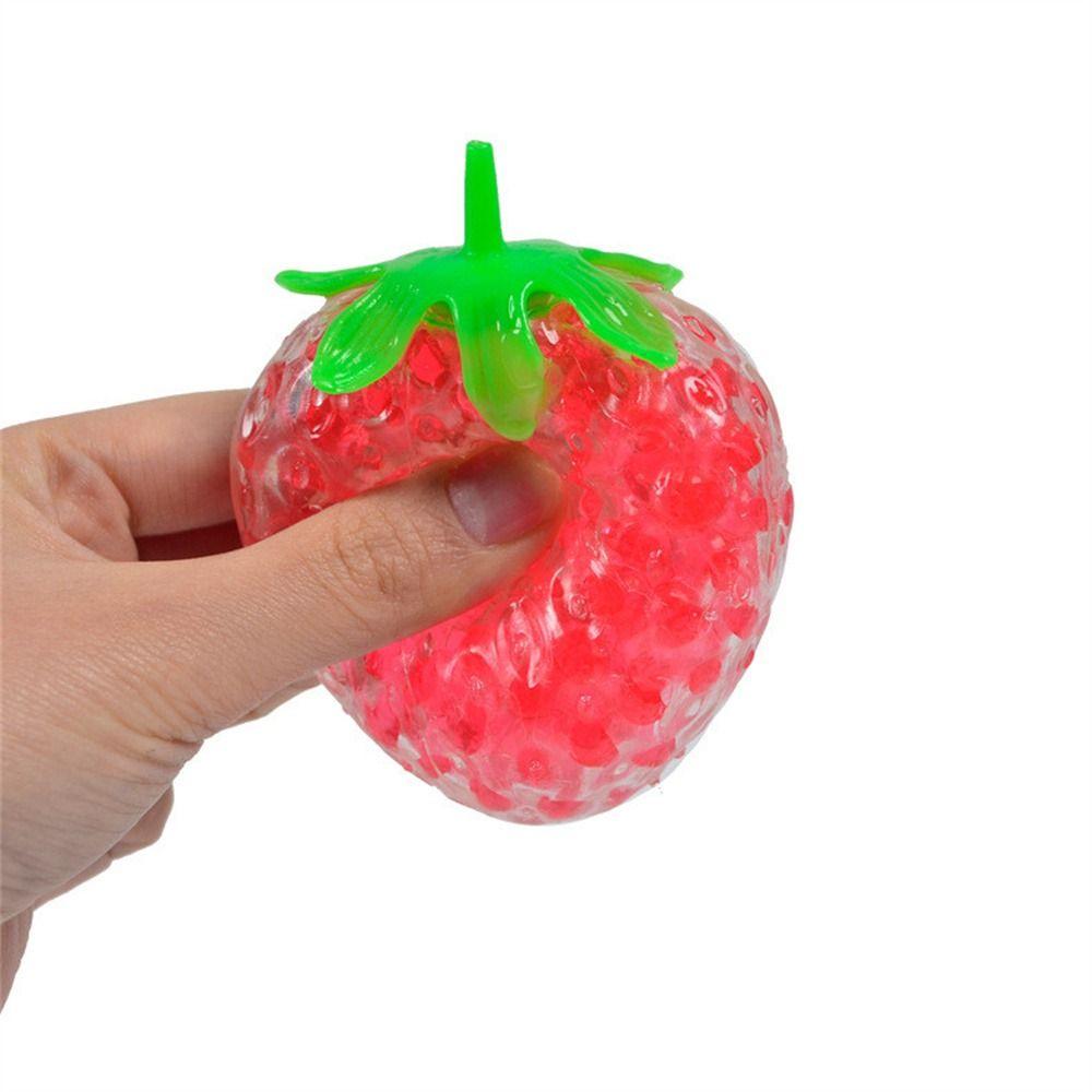 Spongy Strawberry Kids Toy Fidget Squeeze Toys Strawberry Bead Ball Squeeze Toys Stress Ball Toy