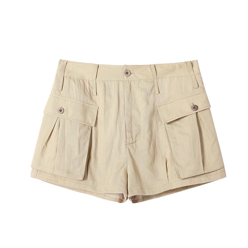 GREEN BELT Women's Tencel Linen A-line Cargo Shorts