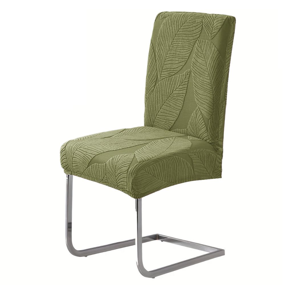 

Leaf Pattern Jacquard Chair Cover Thick Elastic Fabric Dining Chair Case Easy Install Luxury Chair Slipcover Restaurant Hotel 1PC