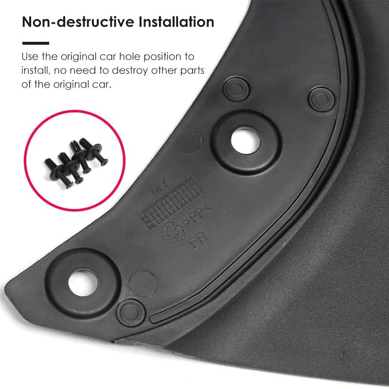 Futhope 4PCS Front Rear Mudflaps Mud Flaps Original Model Replacement Splash Protector Fender For Tesla Model Y ~2023 Car