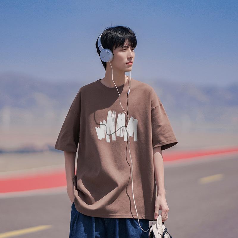 Men Crew Neck Short Sleeve T Shirt Oversized Abstract Graphic Casual Loose Daily Streetwear Tops