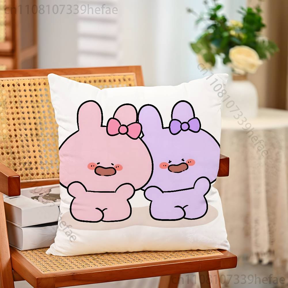 Cute AAsamimichan Funny Pillow Case Antidustmite Pillowcase Invisible Zipper Silky Short Plush Sofa Cushion Cover