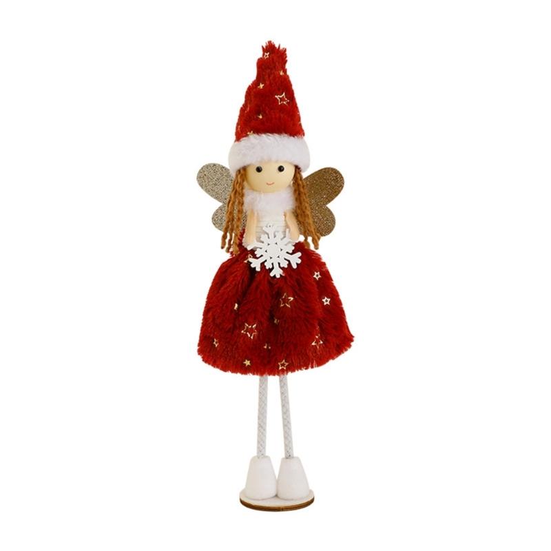 Christmas Snowflake Angelic Girl Dolls Standing Figurine Soft Toy for Tabletop Holiday Decoration Collectible Ornament