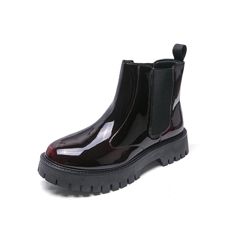 Men's British Style Chelsea High-Top Martin Boots, Slip-On Barrel Design for Spring and Autumn