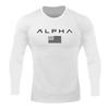Men Long Sleeves Letter Printed T-Shirt Fitness Tees Outdoor Sport Running Climbing Tights Bodybuilding Muscle Gym Train Compression Shirt