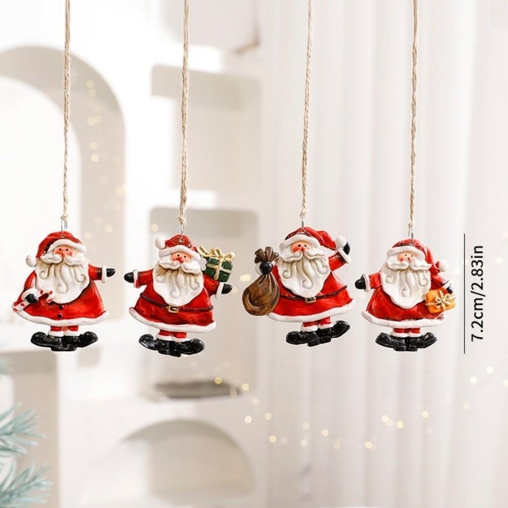 New Resin Christmas Tree Hanging Pendant Santa Claus Snowman Small Xmas Tree Ornaments DIY Christmas Decorations Party Supplies