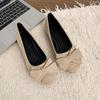 Large size flat-bottomed casual single shoes for women's new suede bow round head beanie shoes for women
