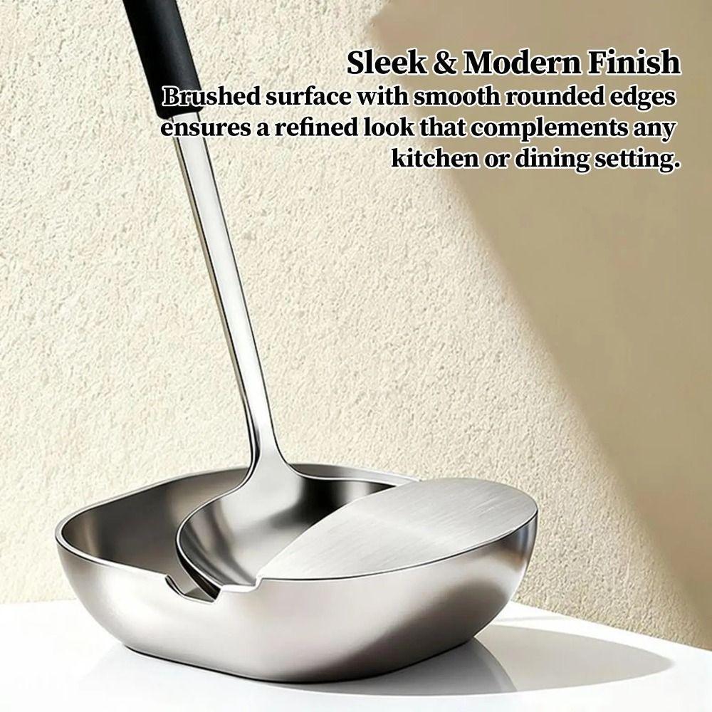 Durable Stainless Steel Ladle Rack Self-Standing Stable Spoon Tray Kitchen Storage Rack