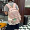 Schoolbag Japanese schoolbag female junior high school student large capacity student backpack transparent bar pain bag cute lace color matching 