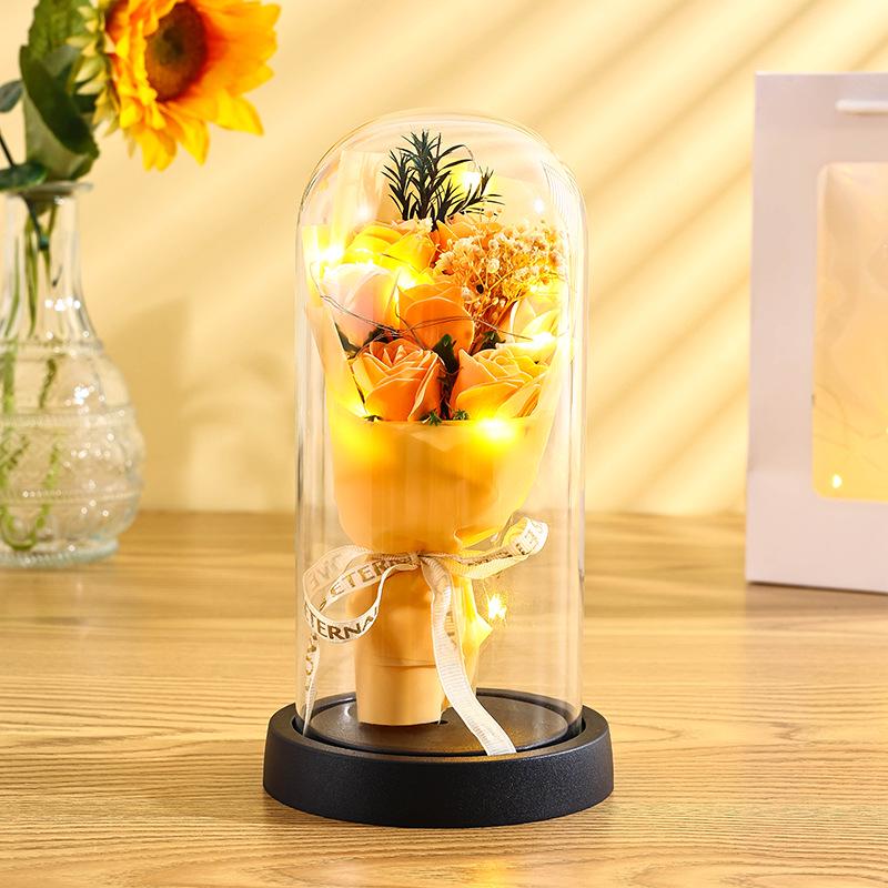 Preserved Rose Glass Dome: Qixi Valentine's Day & Birthday Gift