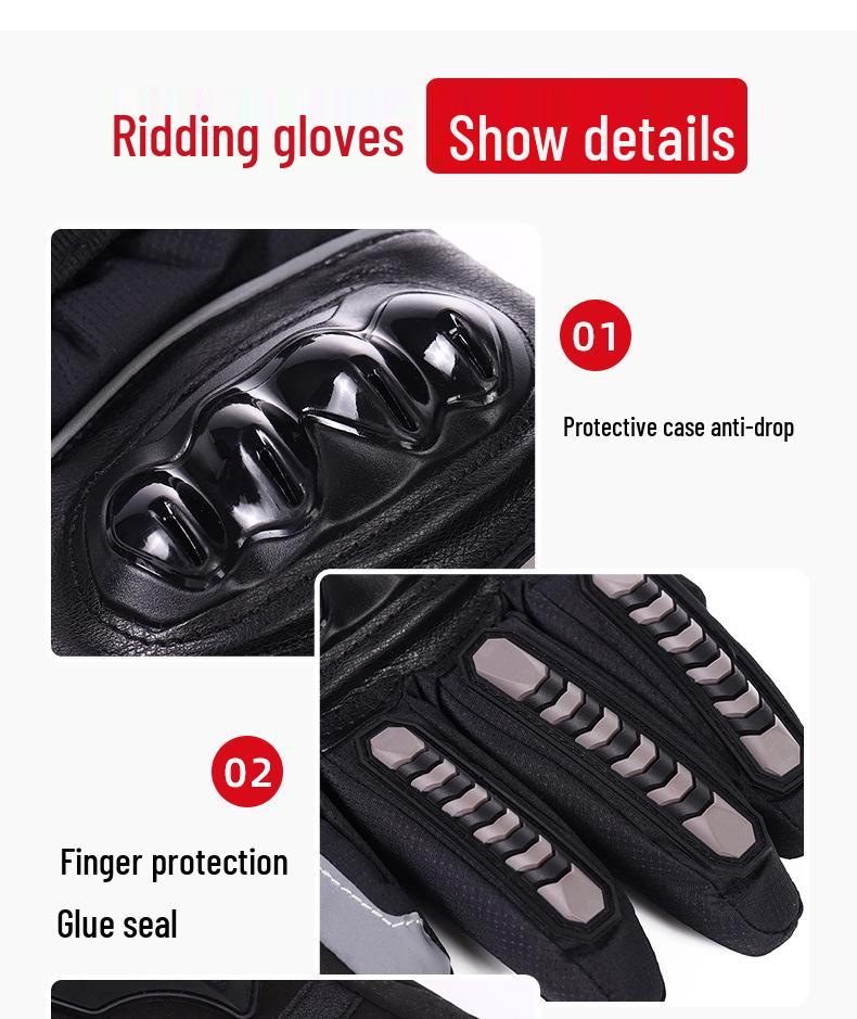 Windproof Full-Finger Motorcycle Gloves: Velvet-Lined, Non-Slip for Off-Road Riding In Winter/Autumn