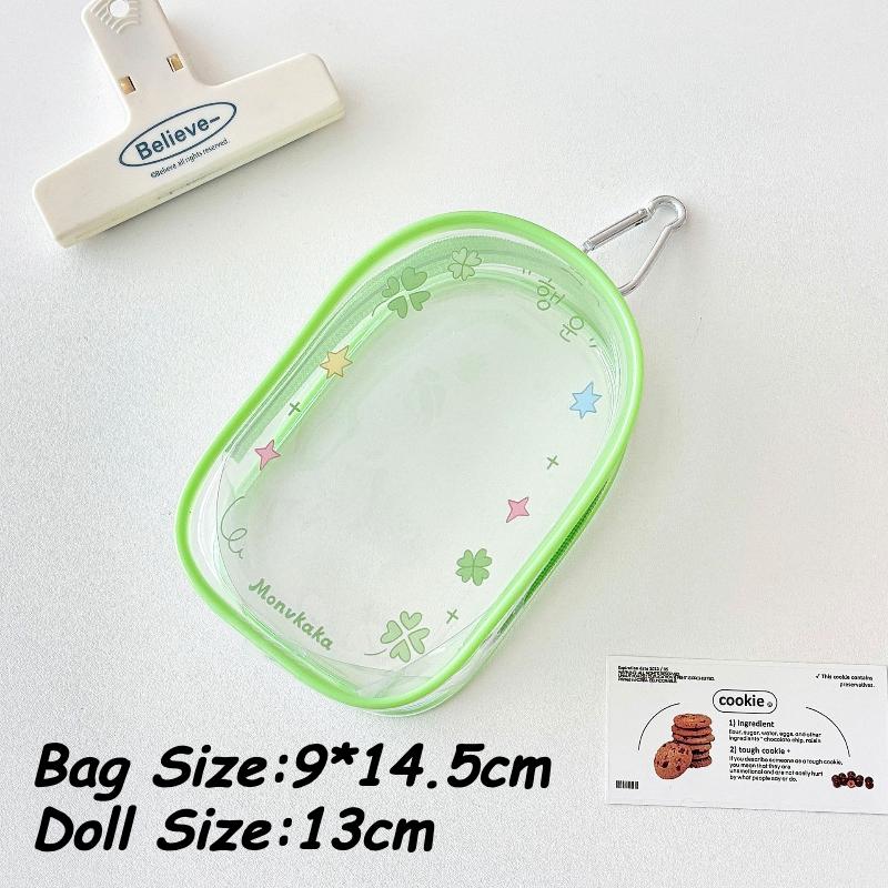 Original Colorful PVC Doll Storage Bags for Girls Cute Cartoon Zipper Bag Plush Toys Organization with Keychain Wholesales 2025