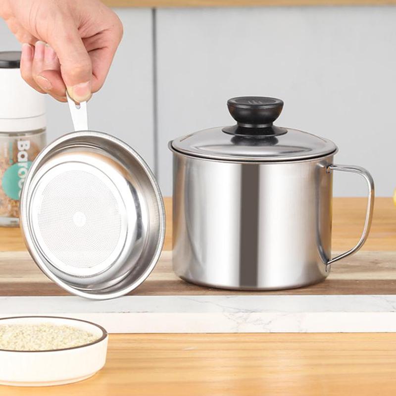 Bacon Grease Container Kitchen Oil Container Can With Strainer For Store Meat Frying Oil And Cooking Grease Storage