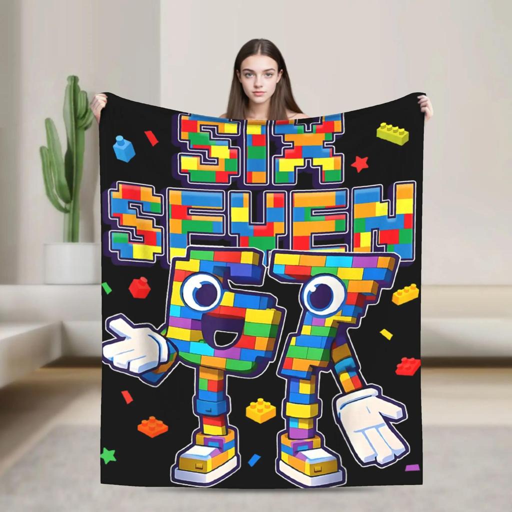 Meme  Six Seven   Italian Brainrot Green Soft Blanket Quality Throw Winter Bedspread for Living Room Bedroom Boy Girl