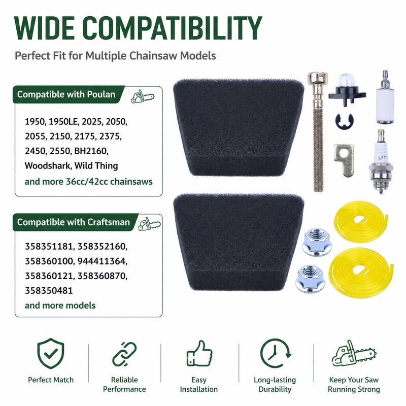 530071835 Primer Bulb 530047213 Air Filter Tune Up Kit for Poulan 2450 2550 BH2160 Woodshark Wild Thing 36cc 42cc Chaaw Parts
